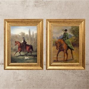 Vintage Equestrian Sidesaddle Riders Set of Two